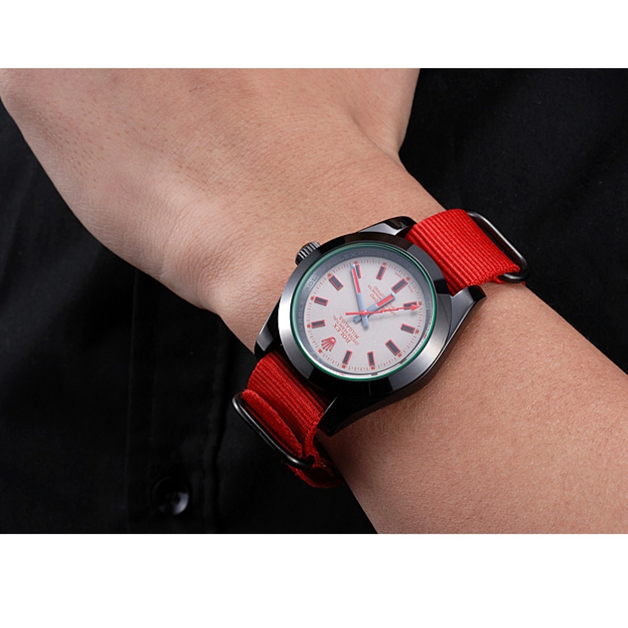 Aaa replica watch Red Milgauss Strap 622002 Bamford Rolex Nylon 0823